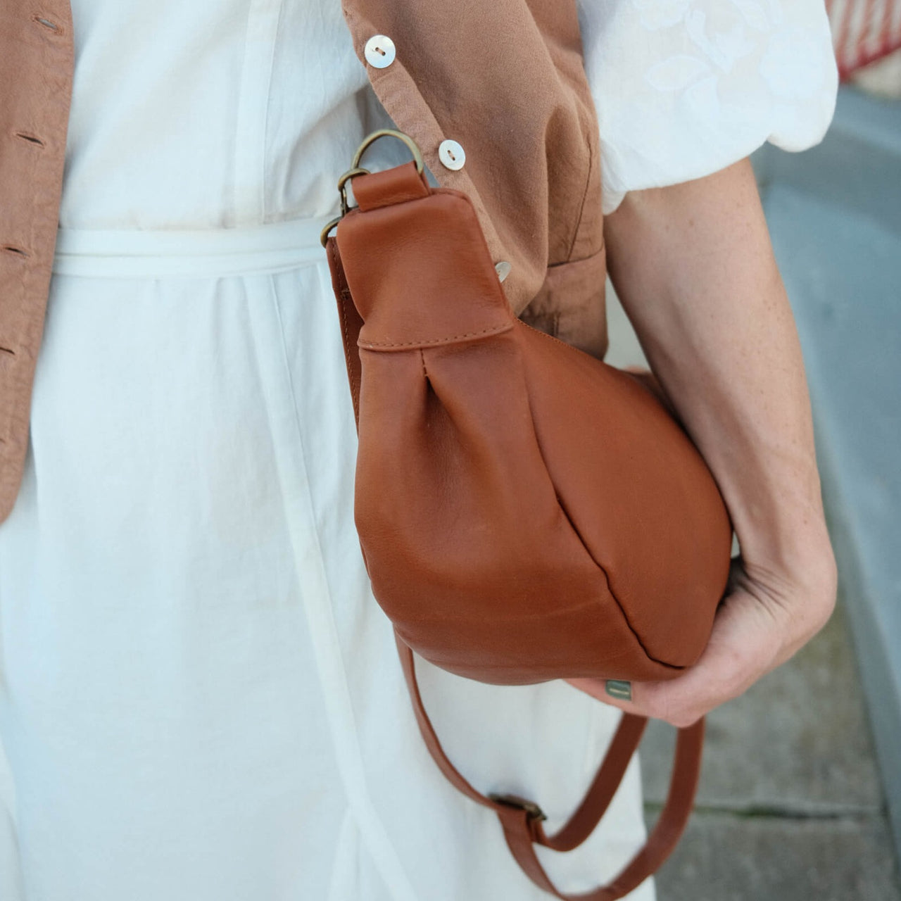 Leather Dumpling Bag // Earth Tones