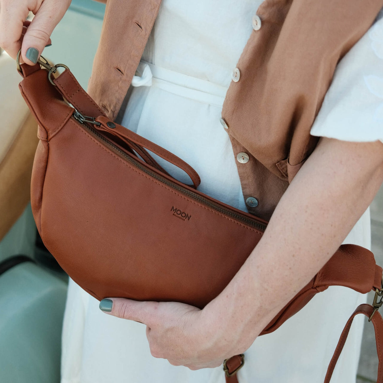 Leather Dumpling Bag // Earth Tones