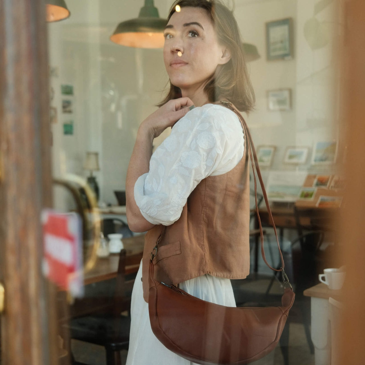 Leather Dumpling Bag // Earth Tones